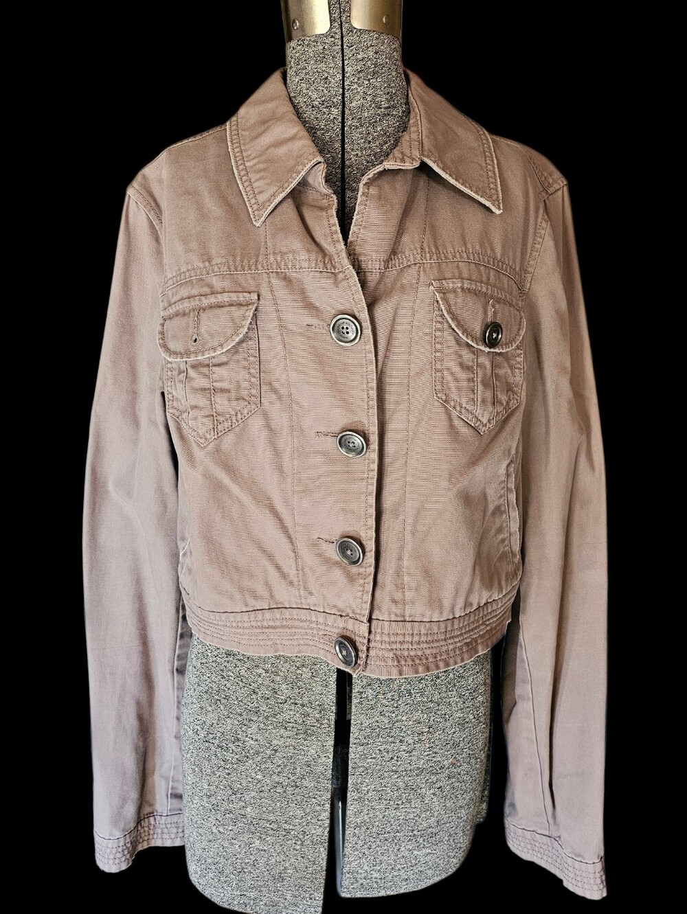 Calvin Klein Jeans Tan Cropped Button Jacket